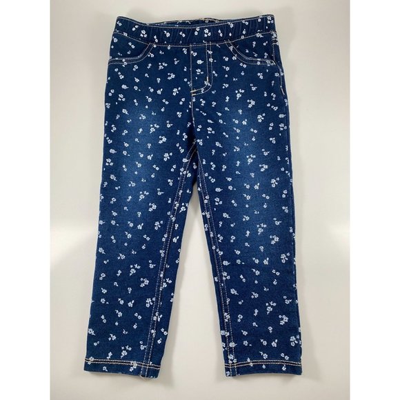 Jumping Beans Girls Toddler Jeans, Size 24M, Flower Print, Elastic Waist - Picture 1 of 5